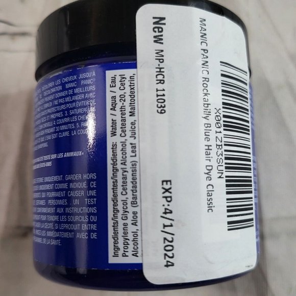 Tish & Snooky's Manic Panic Dye For Peace Rockabilly Blue NEW SEALED Exp 2024 - Picture 3 of 3
